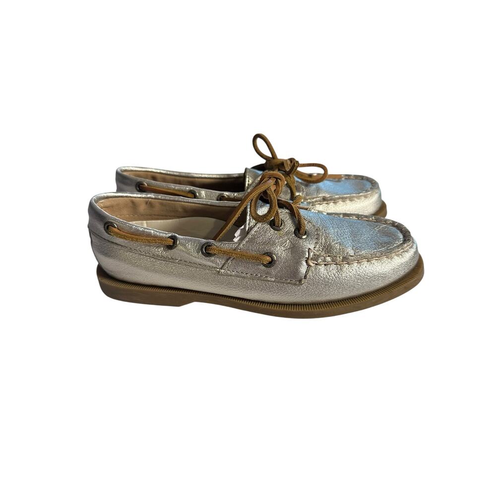 Sperry Gold Metallic Leather Boat Shoes 6M Quiet Luxury Coastal Grandmother NWOT